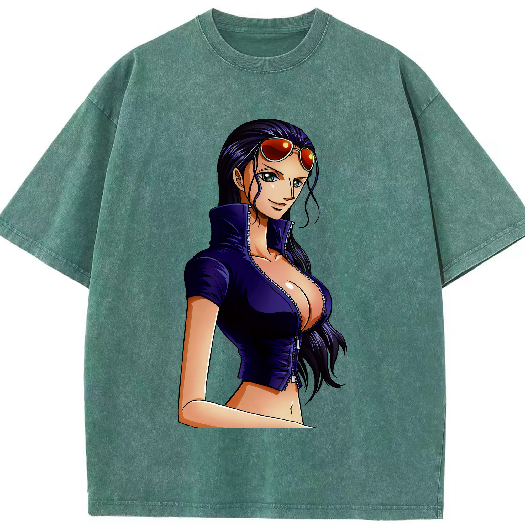 ワンピース ニコ・ロビン ONE PIECE Nico Robin 綿100% ヴィンテージ風 半袖Tシャツ（フロントプリント）
